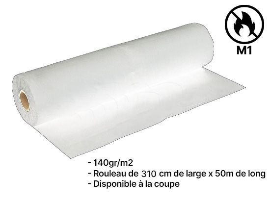 Coton Gratté ignifugé Blanc 140G 310cm M1