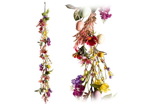 Guirlande de fleurs 160cm avec œufs de Pâques