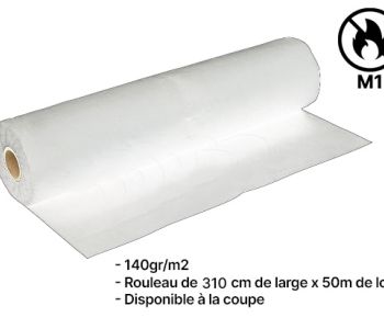 Coton Gratté ignifugé Blanc 140G 310cm M1