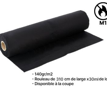 Coton gratté noir M1 – Tissu ignifugé 310 cm 140g /m2