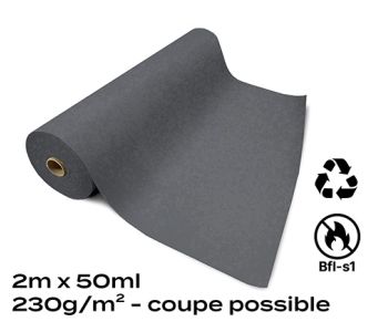Moquette Recyclable Rewind Flat Filmée Gris Chiné Moyen 2m Bfl-s1