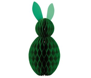 Lapin de Pâques en papier nid d'abeille - 60cm - vert