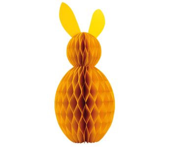 Lapin de Pâques en papier nid d'abeille - 60cm - jaune