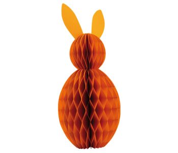 Lapin de Pâques en papier nid d'abeille - 60cm - orange