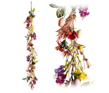 Guirlande de fleurs 160cm artificielle avec œufs de Pâques